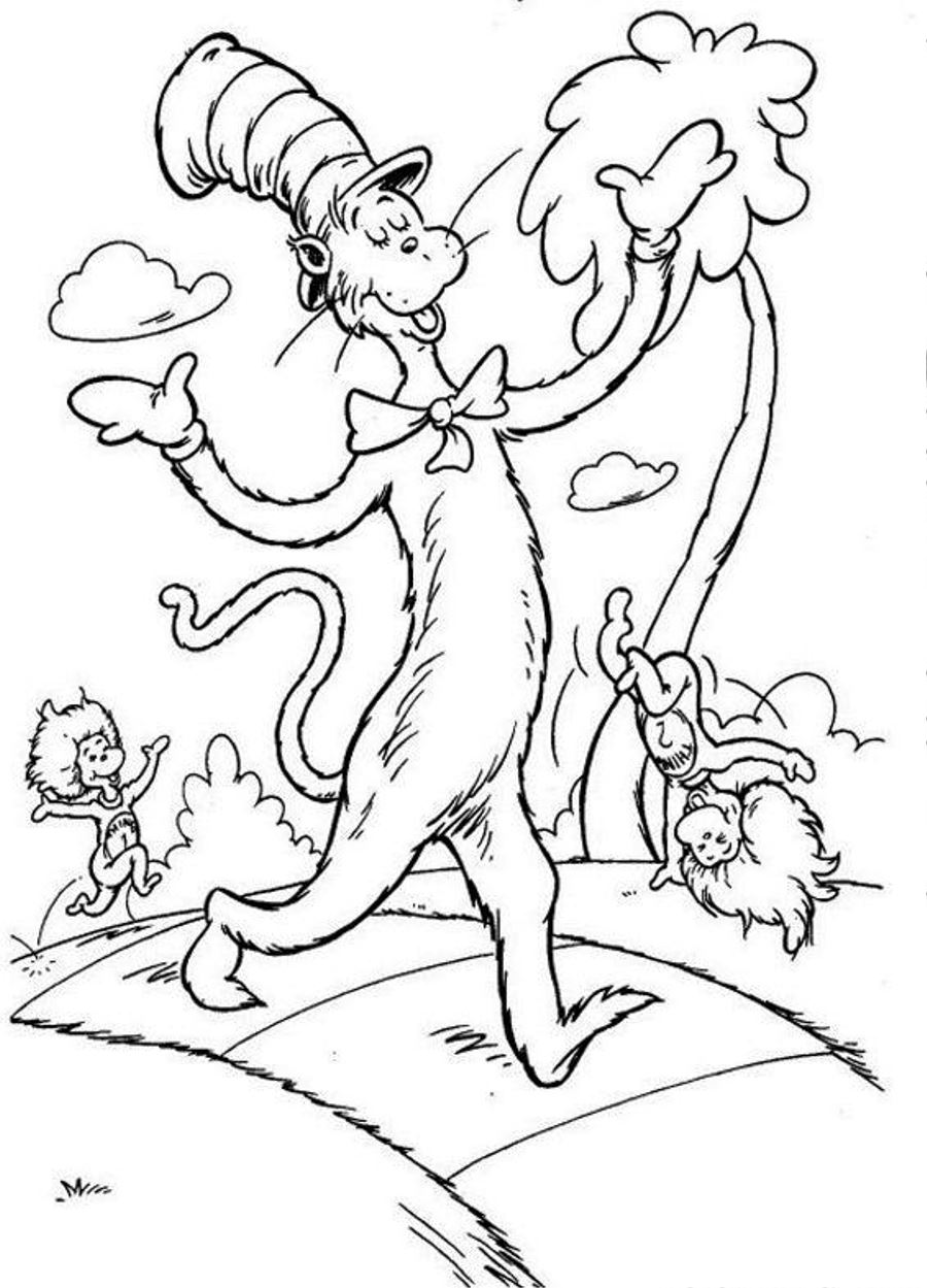 900x1249 The Cat In Hat Coloring Pages Color Periods Free With Page
