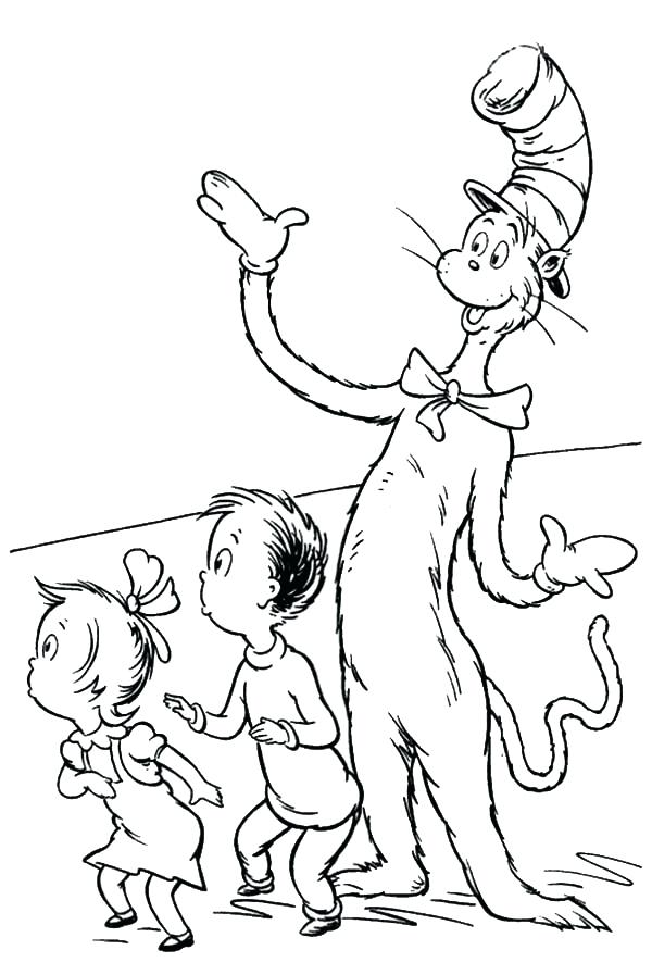 600x897 Cat In The Hat Coloring Pages Free Printable