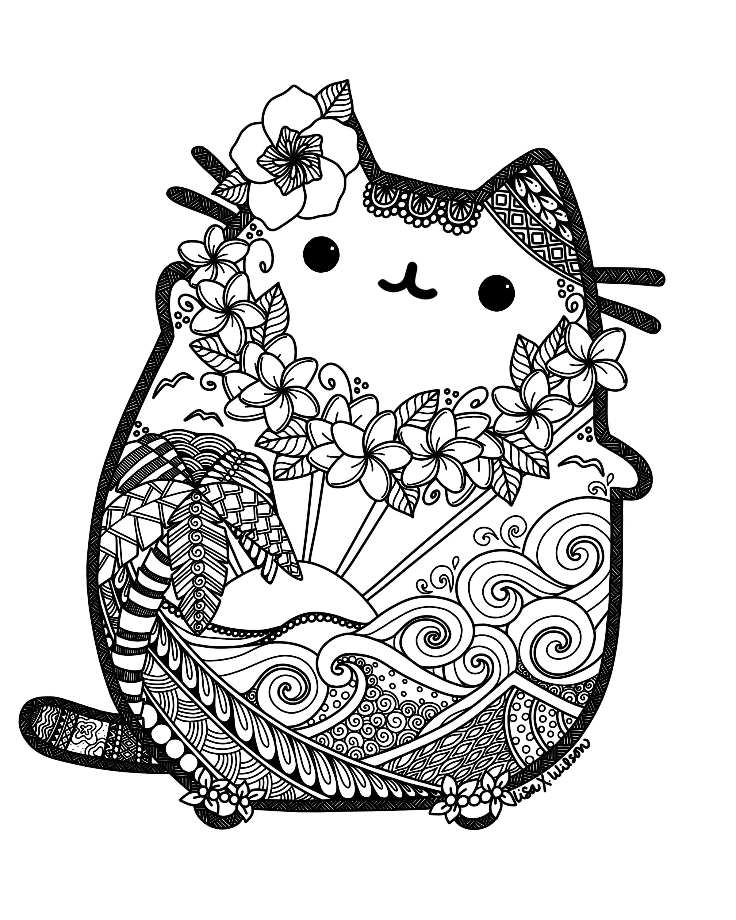 2400x3000 Hawaiian Pusheen Fan Art How To Be A Cat Pusheen