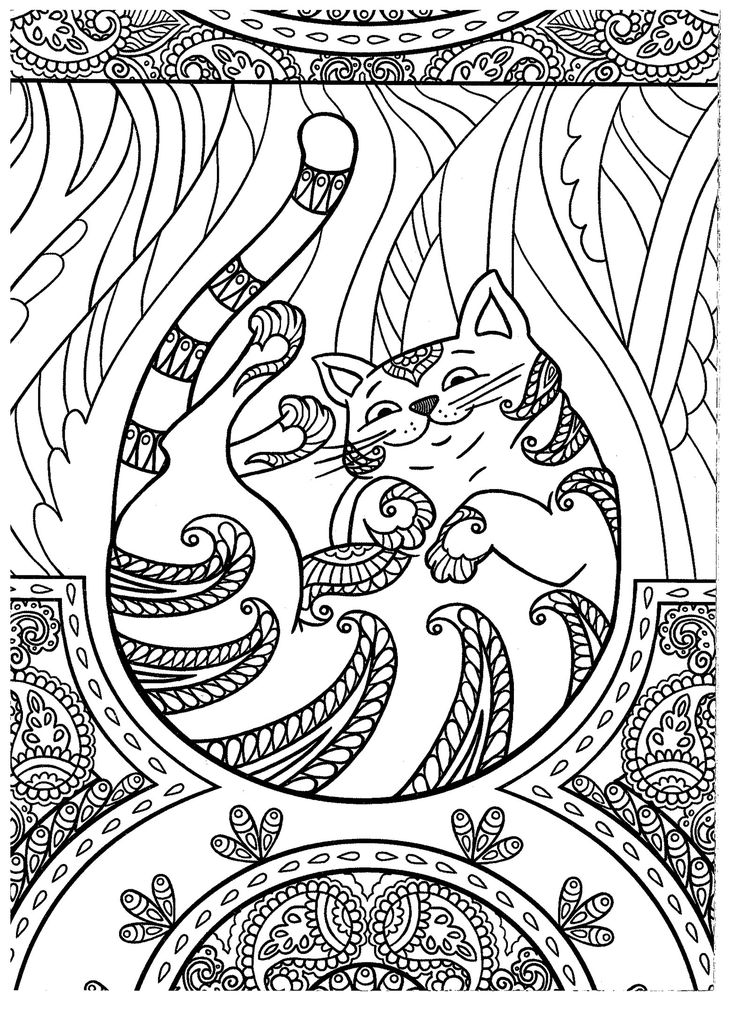 736x1011 1236 Best Art Cat Zentangle Images On Coloring Books