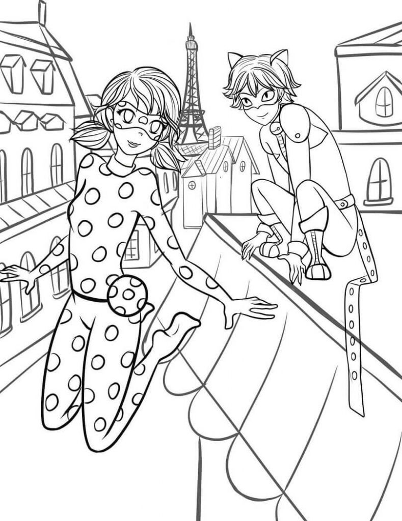 789x1024 Awesome Printable Miraculous Ladybug And Cat Noir Coloring Pages