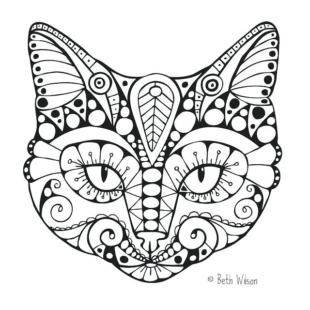 640x640 By Via Artful Kitty Cat Zentangle Coloring Page By Via A Cat