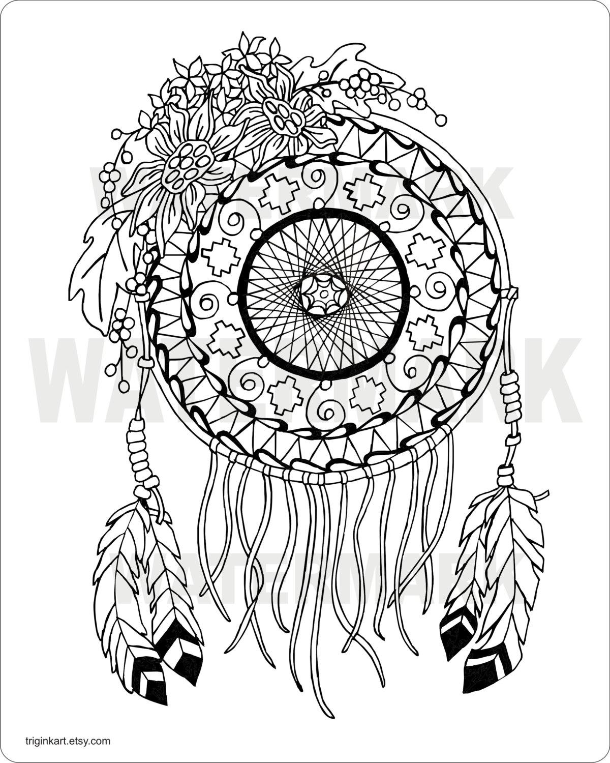 1200x1500 Dream catcher coloring pages for adults Sunflower Dream Catcher