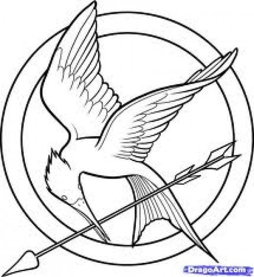 520x566 Catching Fire Mockingjay Pin Coloring Page