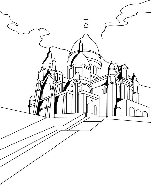 600x776 The Basilica Of The Sacred Heart Of Paris In Middle Ages Coloring