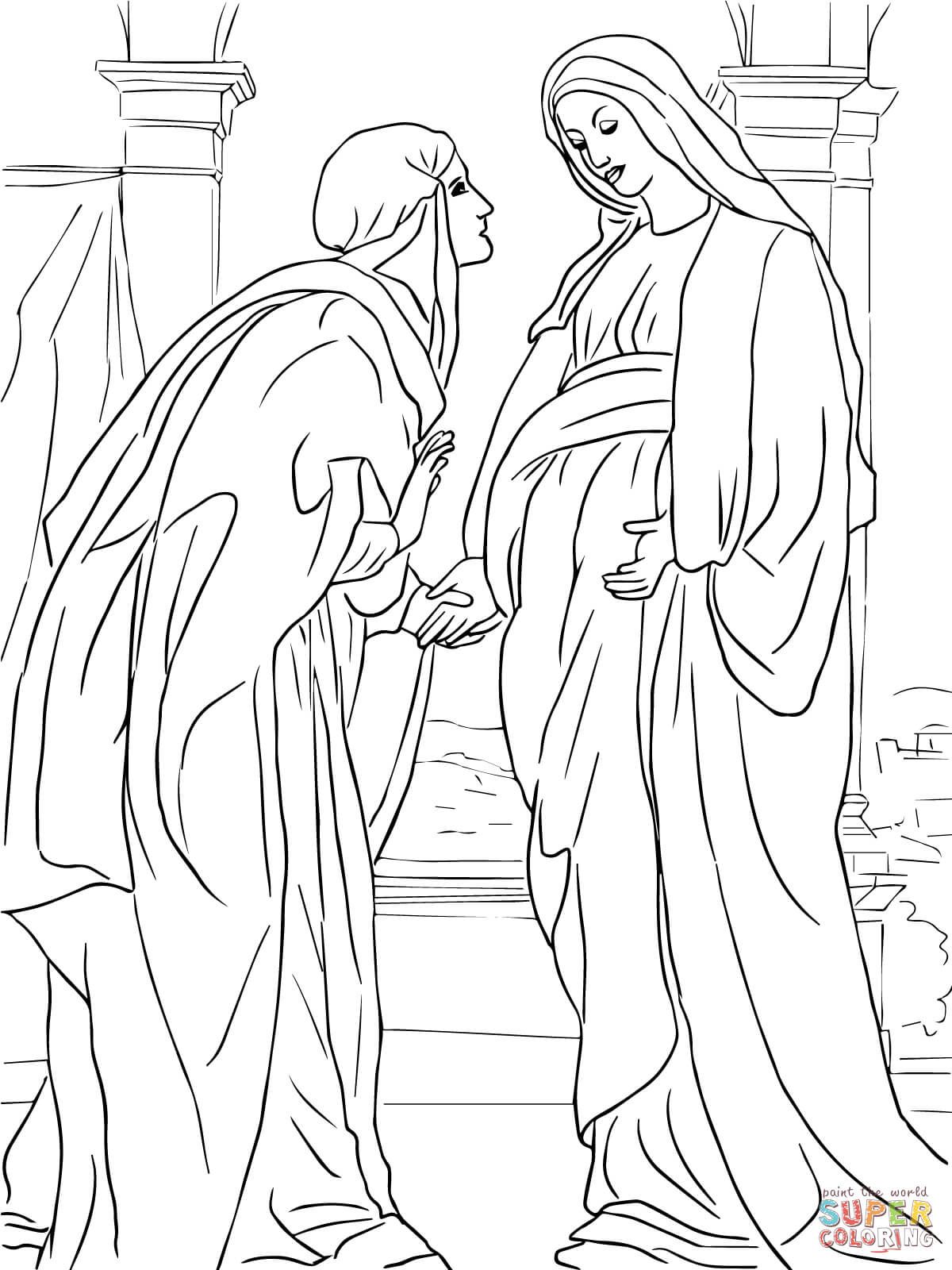 1200x1600 Visitation Of Mary To Elizabeth Coloring Page From Jesus Nativity