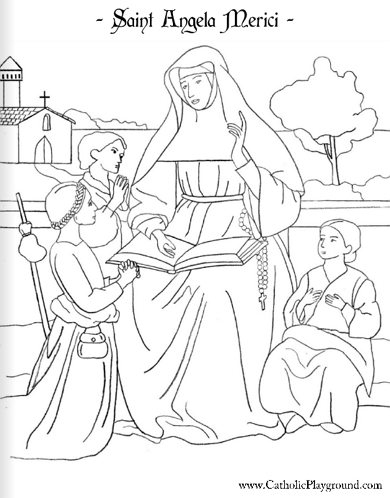 390x498 Sweet Looking Saints Colouring Pages Coloring Catholic Playground