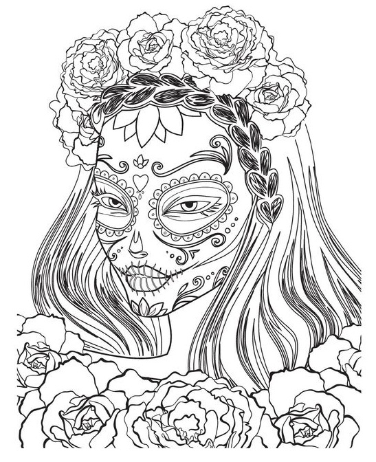 547x672 Day Of The Dead 2017 Drawing Tattoo Makeup Coloring Pages