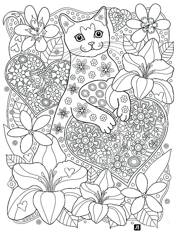 606x800 Cat Coloring Pages For Adults Free Printable Cat Coloring Pages