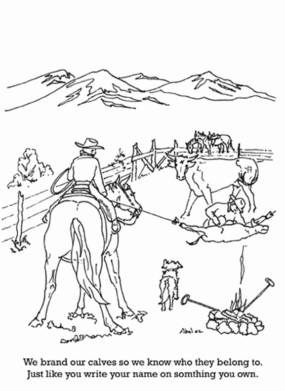 577x792 Color A Picture Of A Cattle Branding Coloring Pages