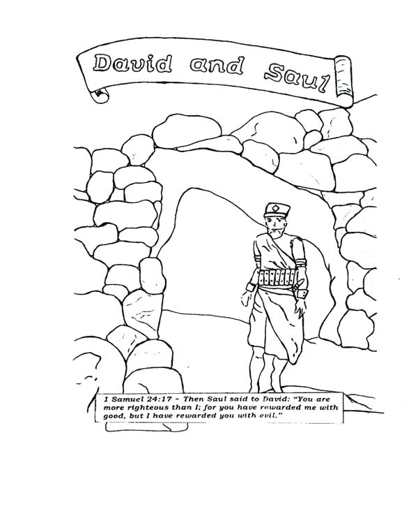 600x759 David And King Saul In The Cave Coloring Page Story