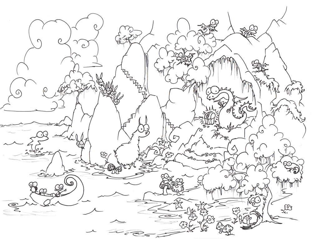 1000x766 Dragon Cave Coloring Page