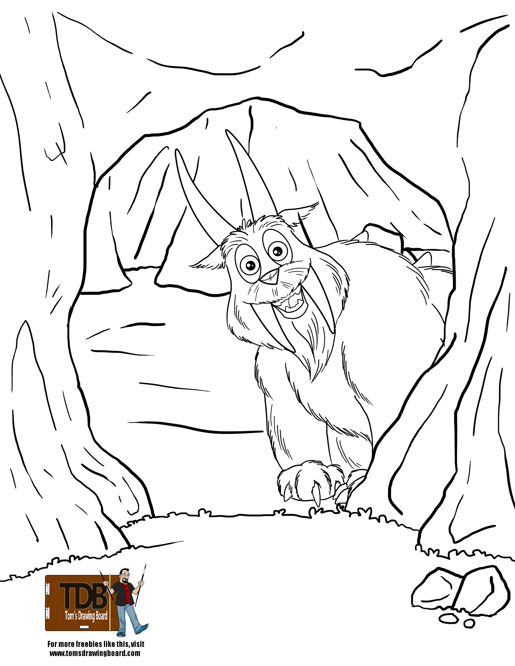 1700x2200 Fun Kids Hodag In A Cave Printable Coloring Page