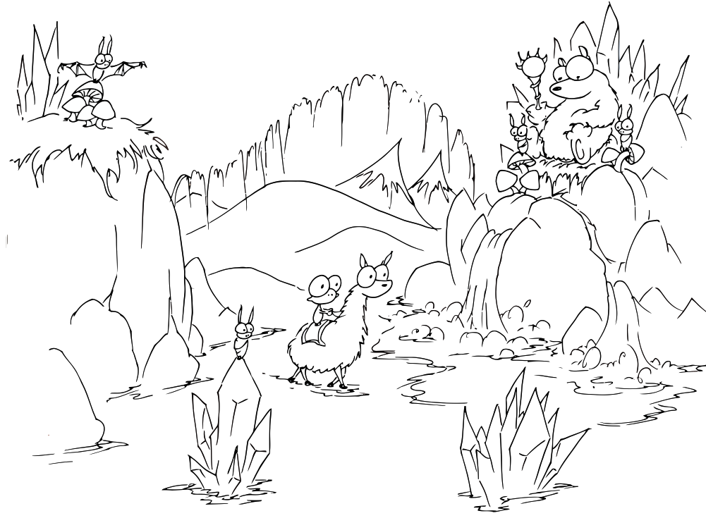 1001x752 Coloring Pages Monkey Riding Into A Bear Cave