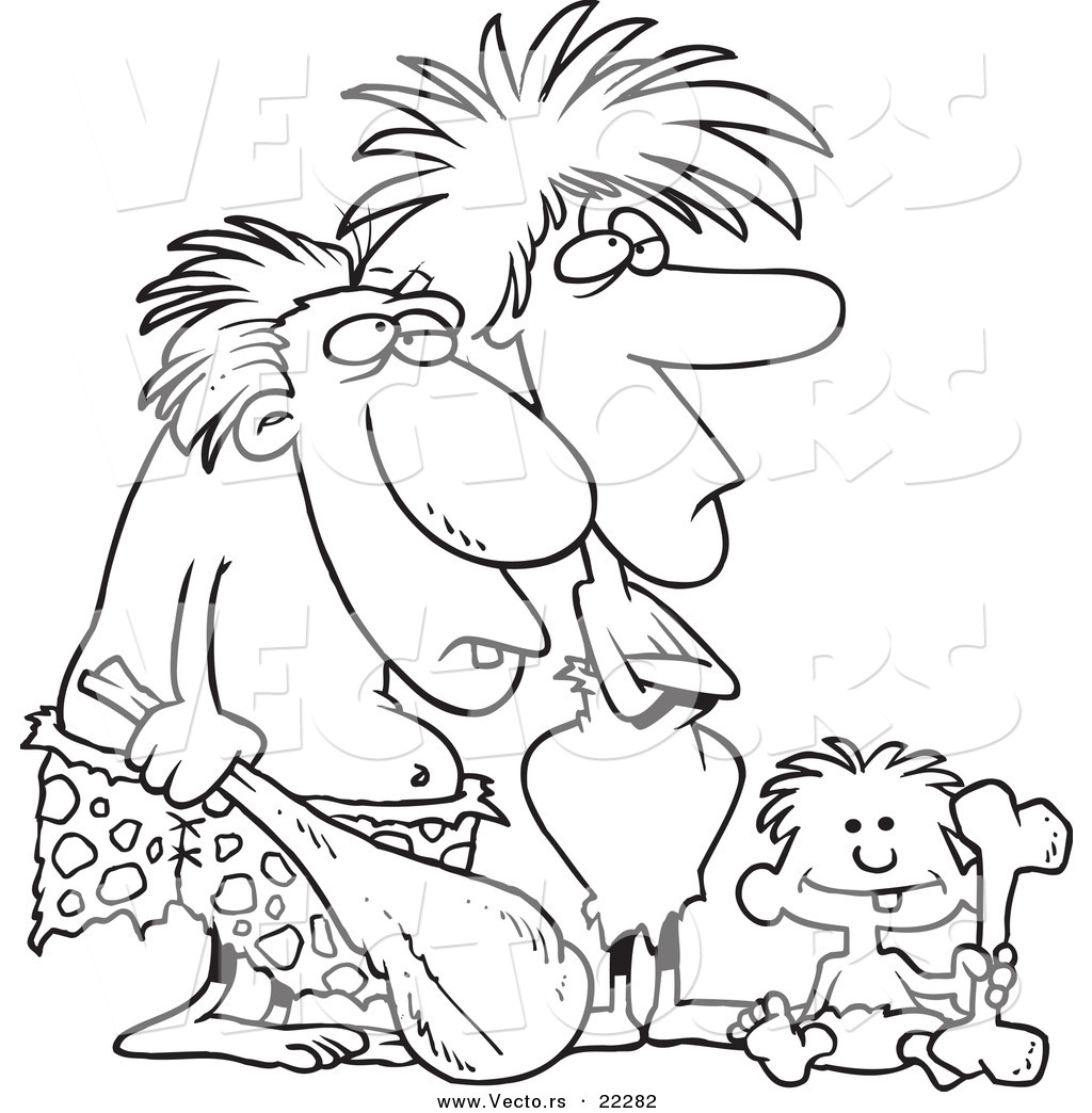 1024x1044 Vector Of A Cartoon Caveman Dad, Mom And Son
