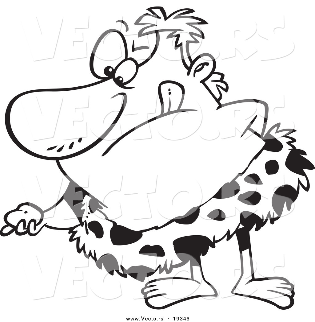 1024x1044 Vector Of A Cartoon Caveman Discovering A Rock