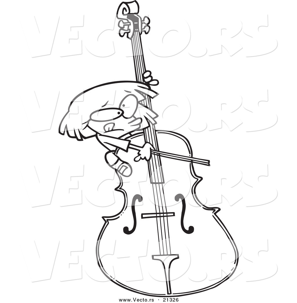 1024x1044 Vector Of A Cartoon Girl Playing A Giant Bass