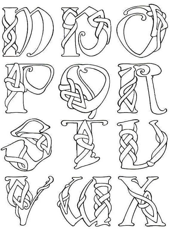 580x785 Celtic Alphabet Coloring Pages