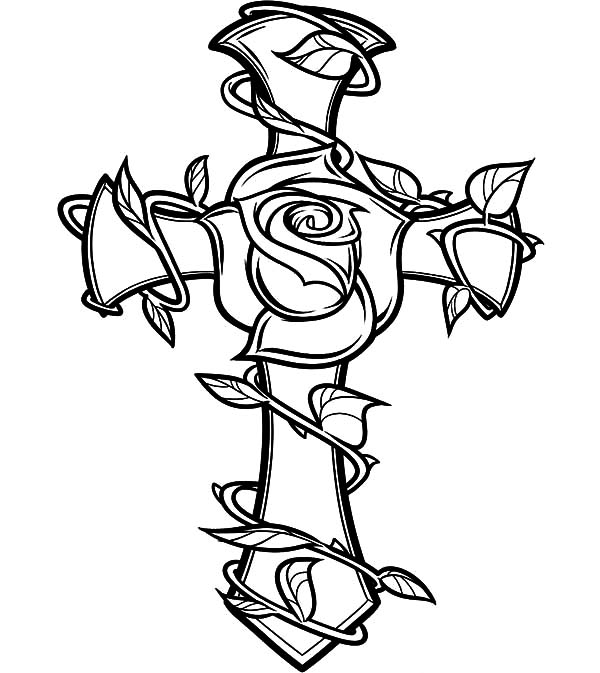 600x673 Coloring Pages Of Crosses Extraordinary Rose Decorated Celtic