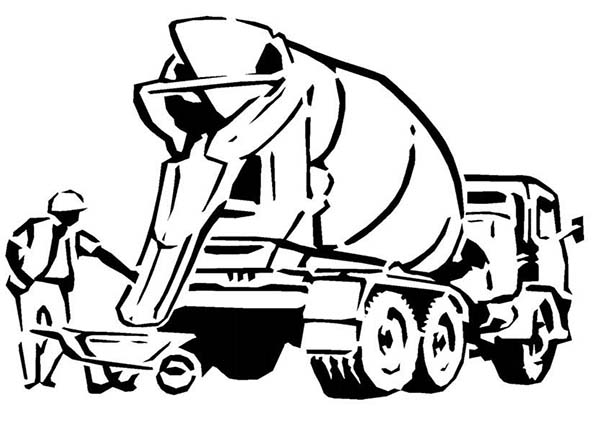 600x433 Cement Truck For Construction Work Coloring Page Coloring Sun