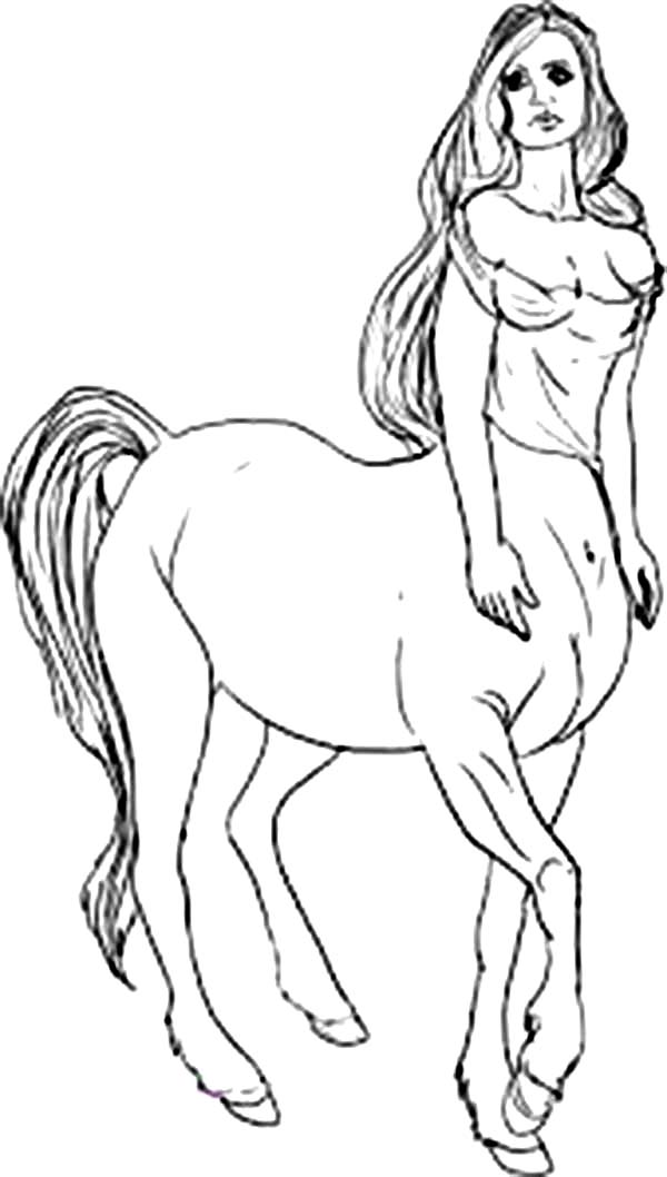 600x1058 Beautiful Female Centaur Coloring Page