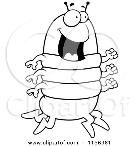 450x470 Cartoon Clipart Of A Black And White Waving Centipede