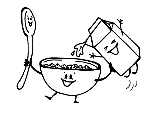 600x464 Awesome Breakfast Coloring Pages 30 With Cereal And Milk Page