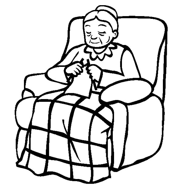 600x612 Grandmother Sitting On Her Lazy Chair Coloring Pages Color Luna