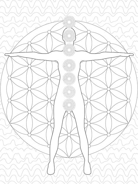 468x625 Flower Of Life Seven Chakra Centers Coloring Page Retreat