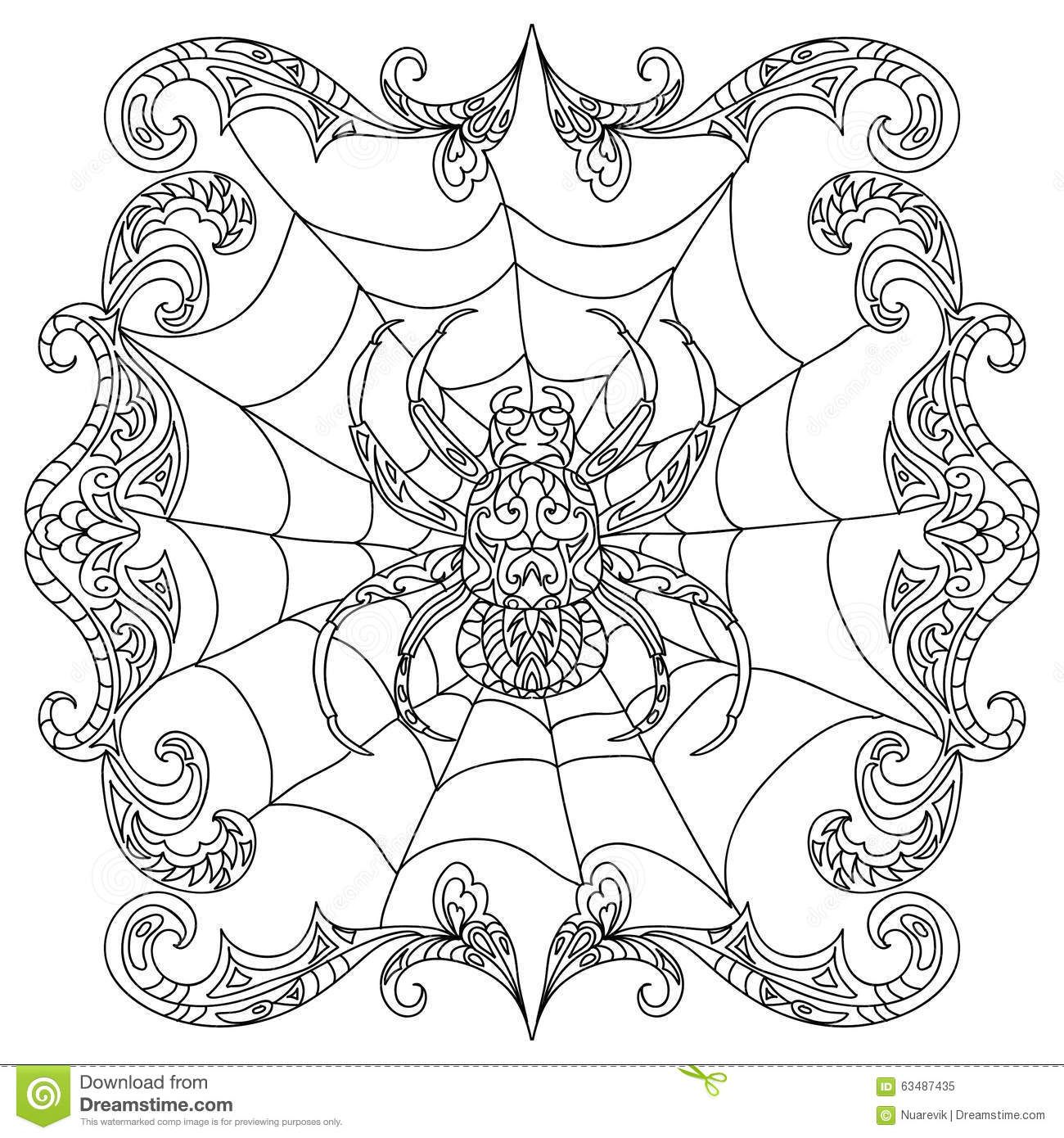 1300x1390 Spider Zentangle Coloring Page Cute Halloween Party