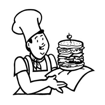 350x350 Fast Food The Big Burger Coloring Page For Kids Food, Drink