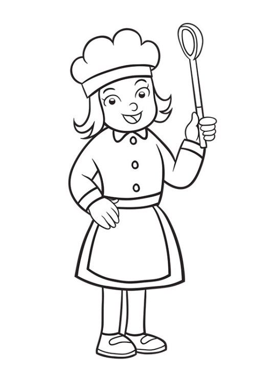 530x742 Girl Chef Coloring Sheet For Kids Profession Coloring Pages
