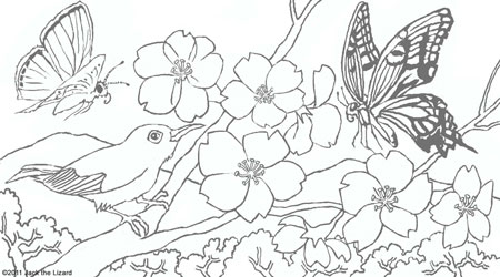 450x250 Cherry Blossom Coloring Page