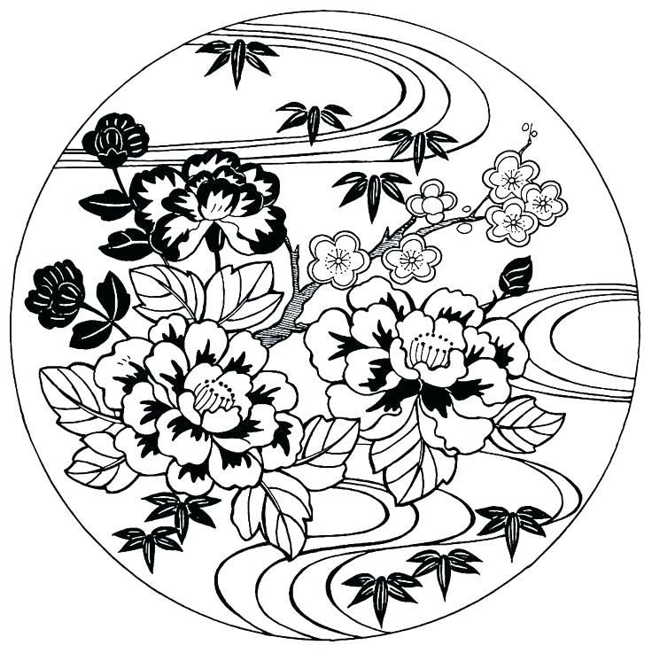 736x737 Printable Cherry Blossom Coloring Pages Tree Colouring Page 0