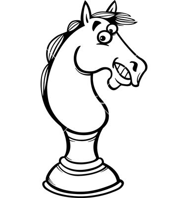 380x400 Horse Chess Cartoon Coloring Page Vector 1668243