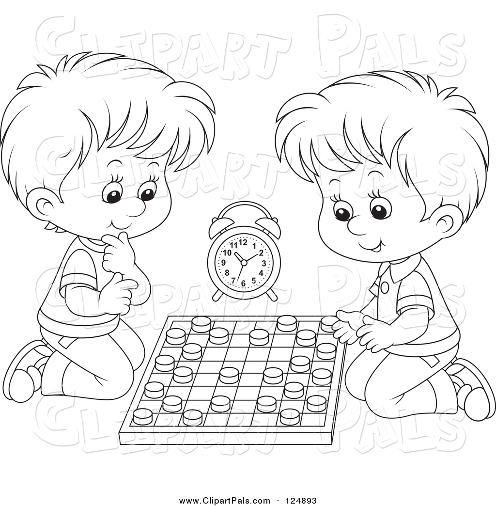 1024x1044 Pal Clipart Of Lineart Boys Playing Chess By Alex Bannykh