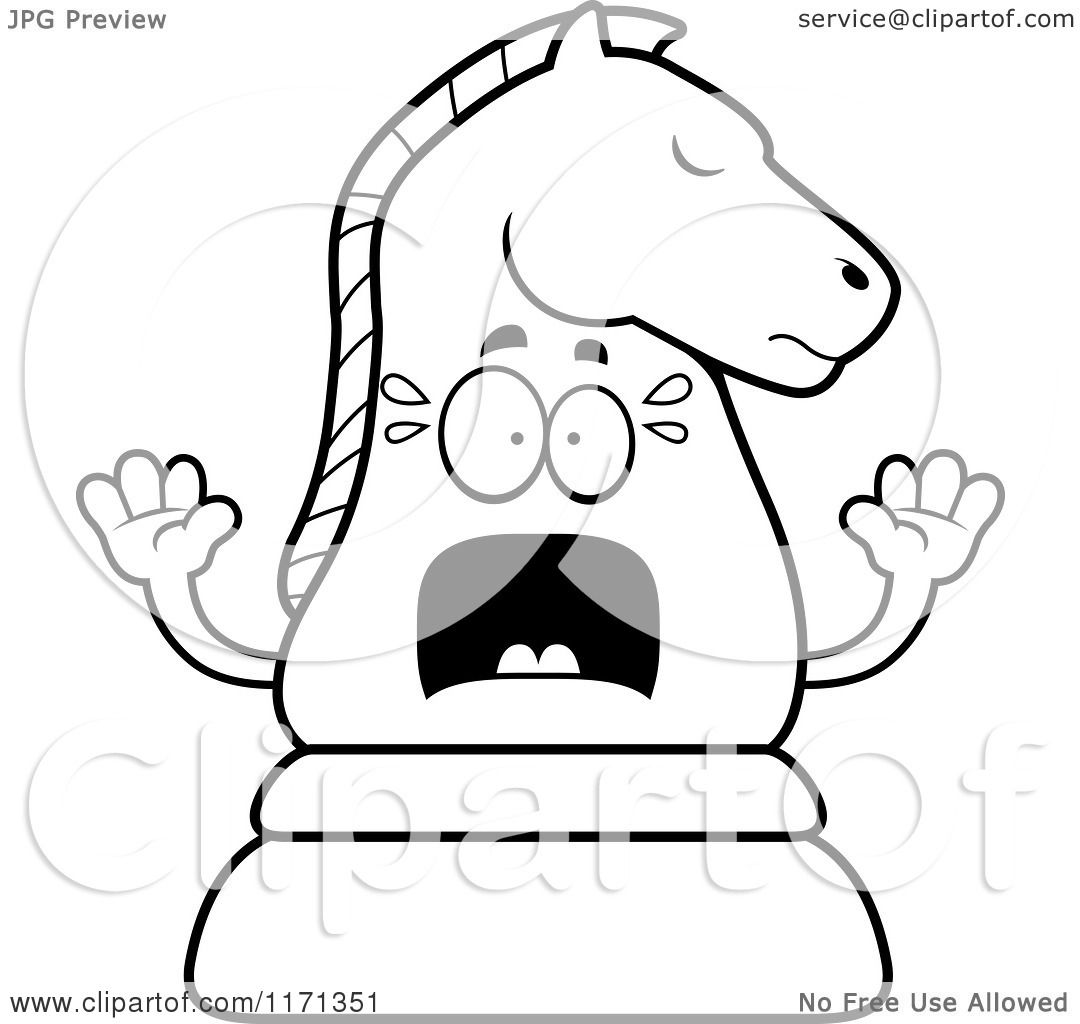 1080x1024 Cartoon Clipart Of A Screaming Black Chess Knight Mascot