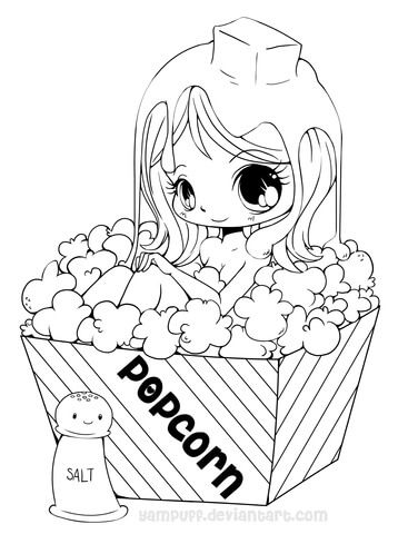358x480 Chibi Popcorn Girl Coloring Page From Anime Girls Category. Select