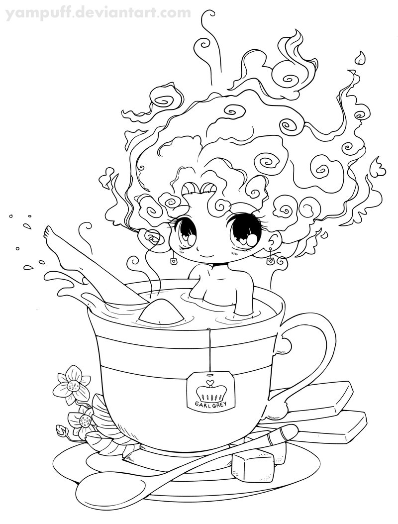 800x1053 Tea Girl Lineart By Yampuff On Coloring Kids