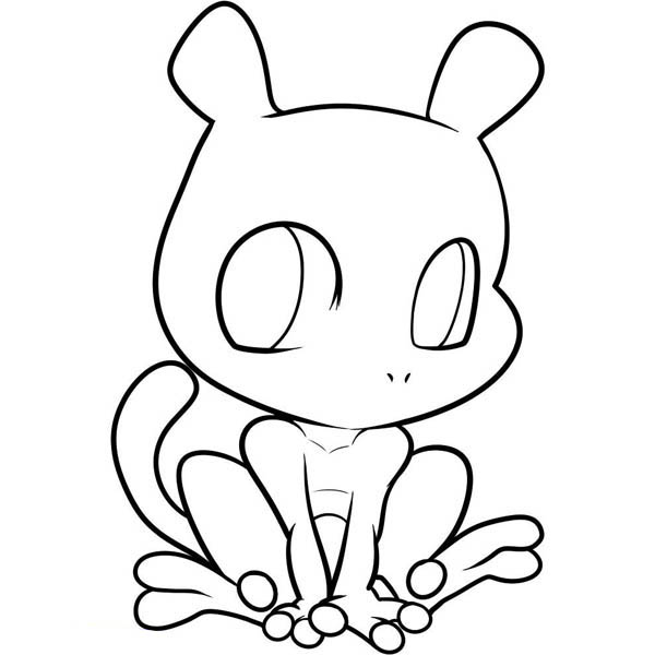 600x600 Cute Chibi Mewtwo Coloring Page