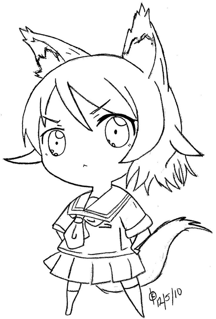736x1085 Chibi Tsundere Wolf Line Art By Xmoonlight Wolfx