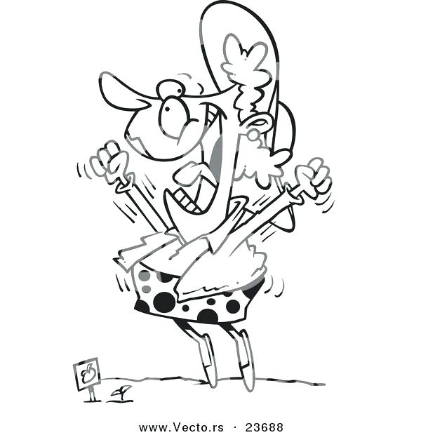600x620 Sprout Coloring Pages Vector Of Cartoon Woman Excited Over