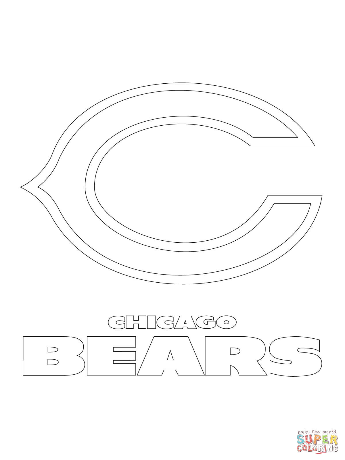 1200x1600 Chicago Bears Logo Coloring Page Skyline Pages