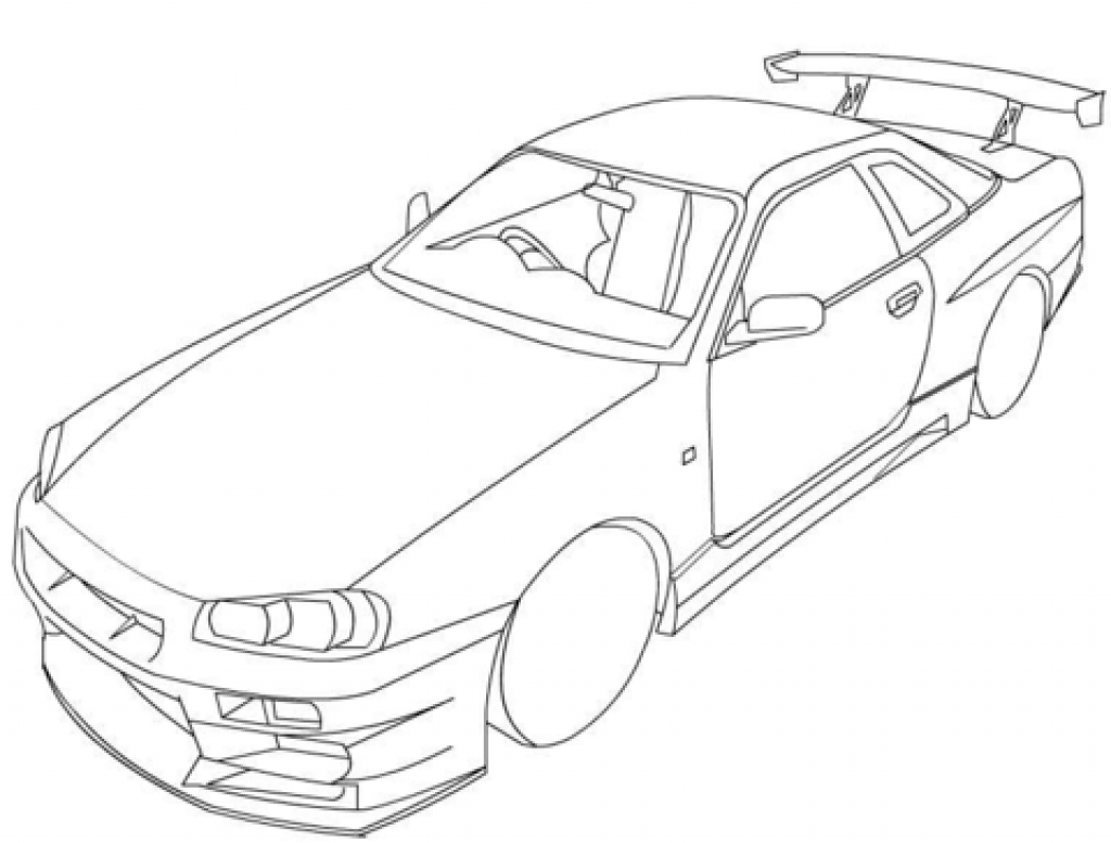 1024x777 Nissan Gtr Clipart Printable Skyline Coloring Page Adult Pictures