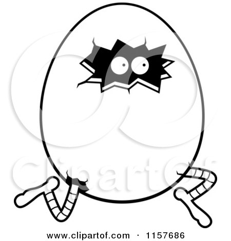 450x470 Cartoon Clipart Of A Black And White Running Chicken Egg With Legs