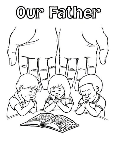 396x512 Children Praying Coloring Page The Lords Prayer For Kids Children
