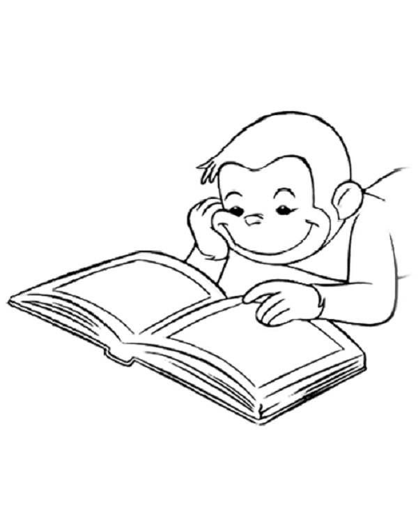 600x732 Curious George Coloring Pages Curious George Reading A Book