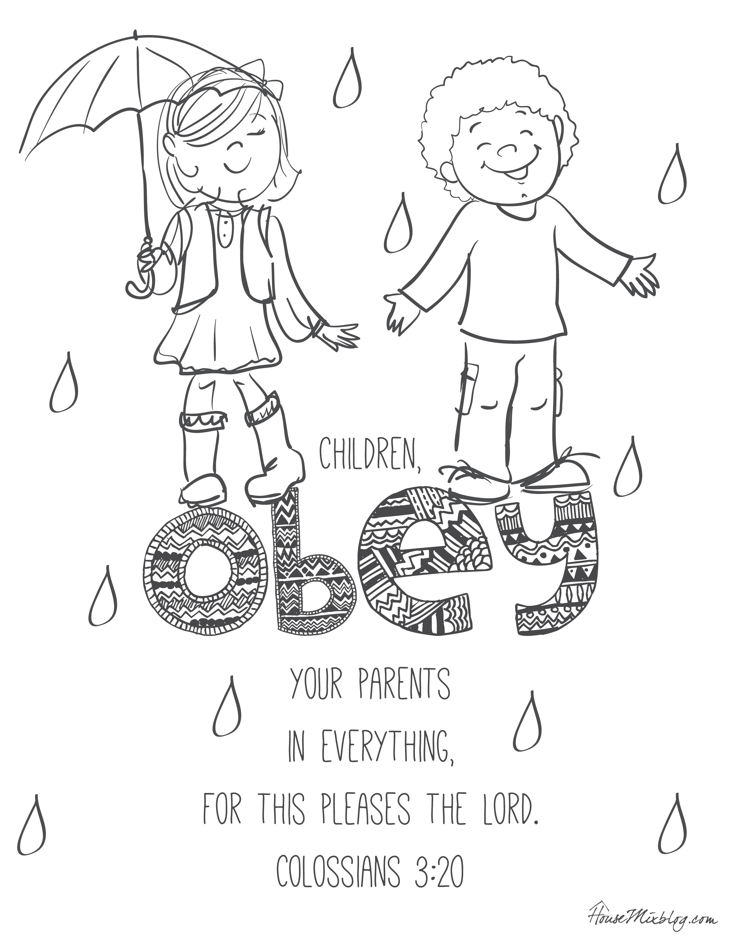 Children Obey Your Parents Coloring Page