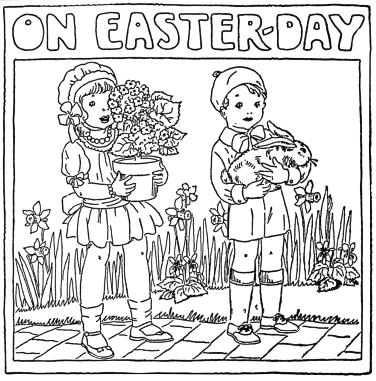 1200x1215 Easter Coloring Pages From 1930s Newspapers Q Is For Quilter
