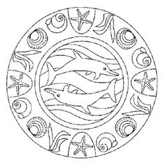 236x236 Sea Animal Mandala Coloring (2) Mandalas En Blanco Y Negro